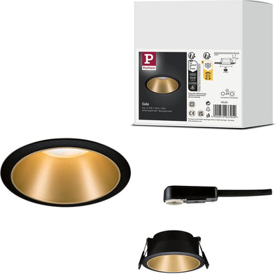 Paulmann lampe encastrable cole ronde 88 mm gu10 max. 10w 230v dimmable noir, or mat