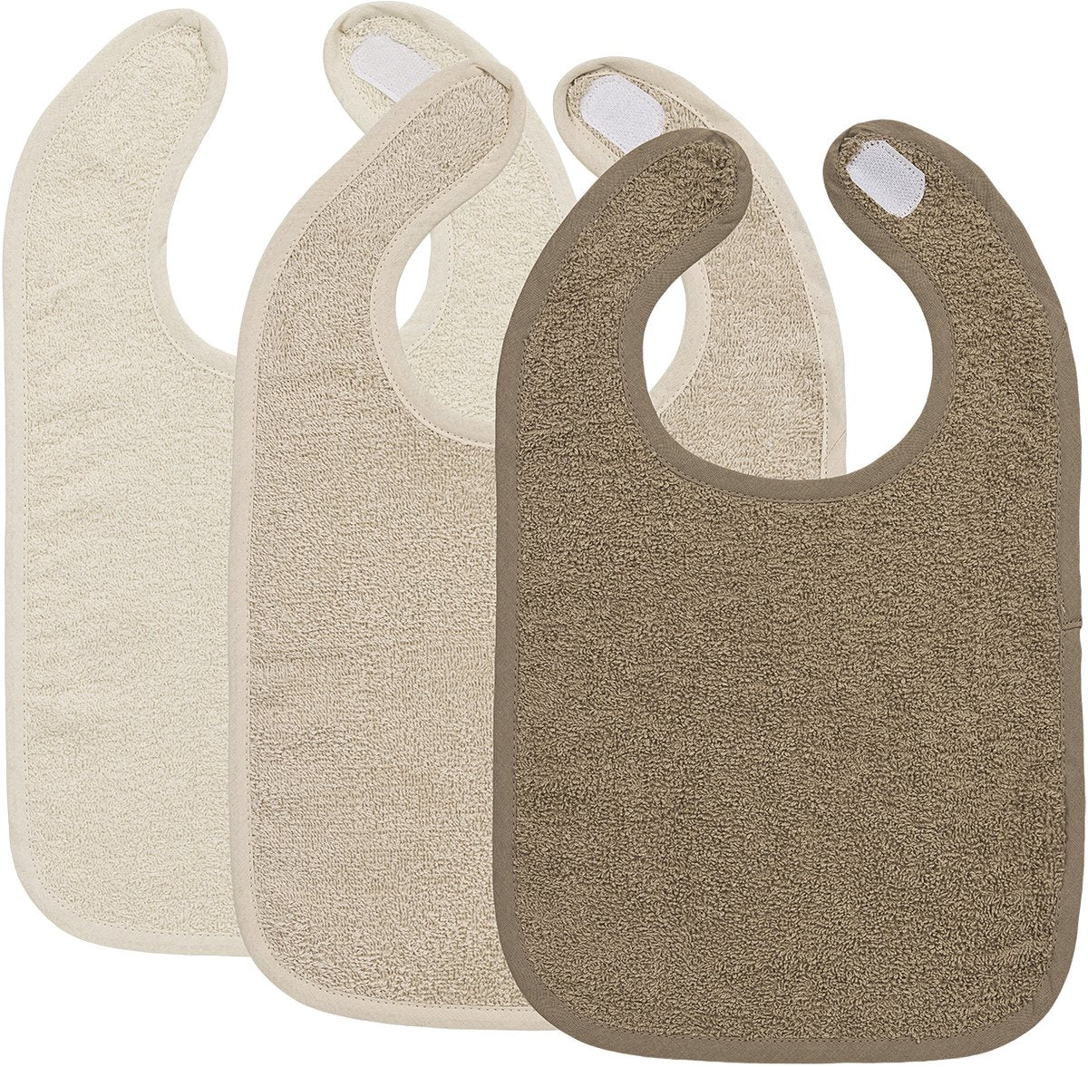 Bavoir Meyco baby uni - paquet de 3 - tissu éponge - taupe sable doux naturel
