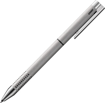 Set Lamy composé de 1x système multi-pen Twin Pen avec stylos à bille logo 606 et porte-mine en acier inoxydable brossé et 1x étui en cuir véritable noir pour deux instruments d'écriture