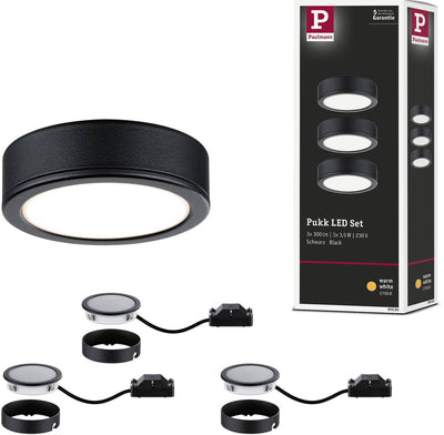 Paulmann éclairage sous meuble LED pukk 3x3,5w 65 mm 3x210lm 230v rond noir