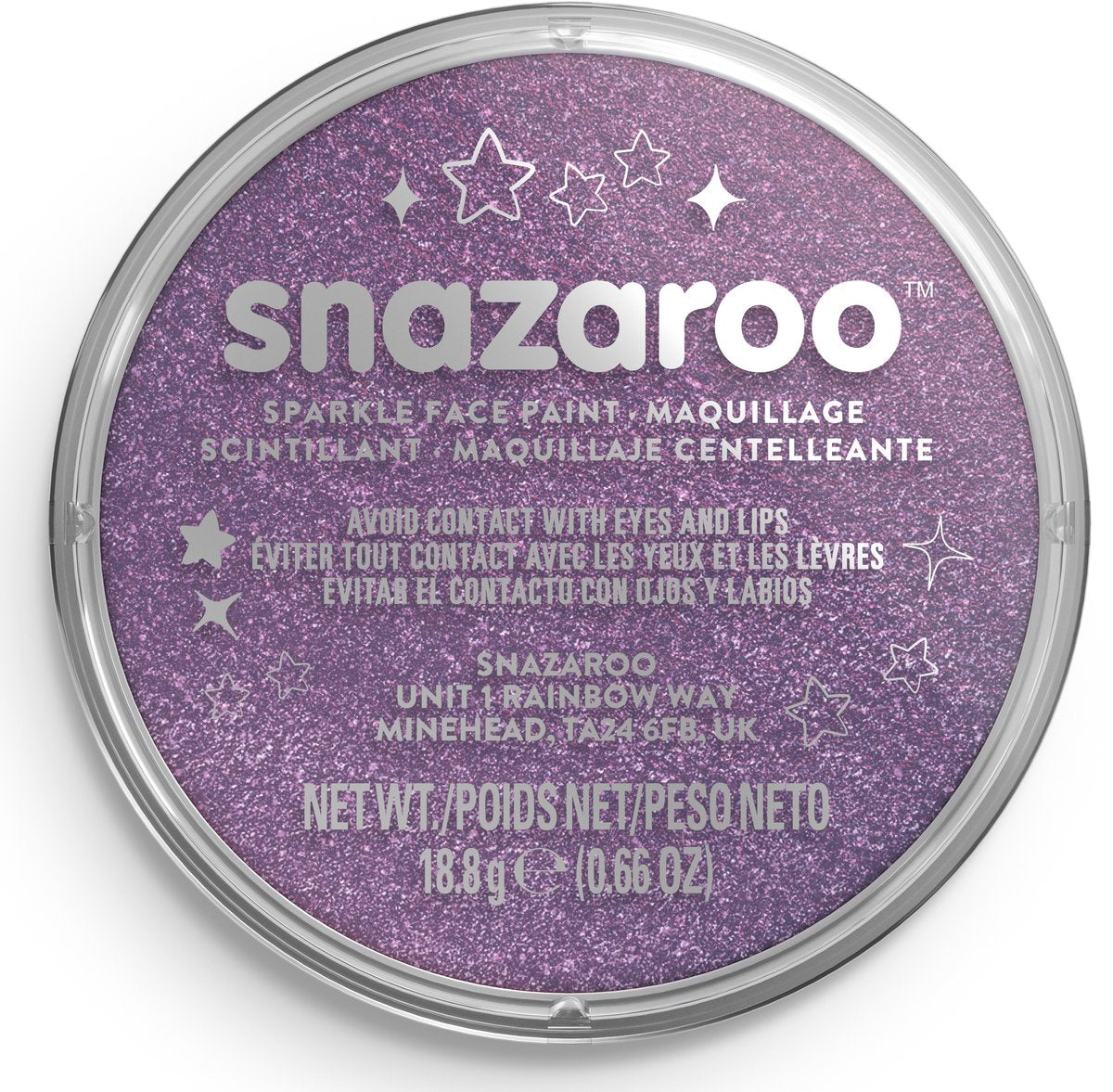 Snazaroo 1118871 - lilas scintillant - peinture pour le visage aqua 18 ml peinture pour le visage pour enfants et adultes