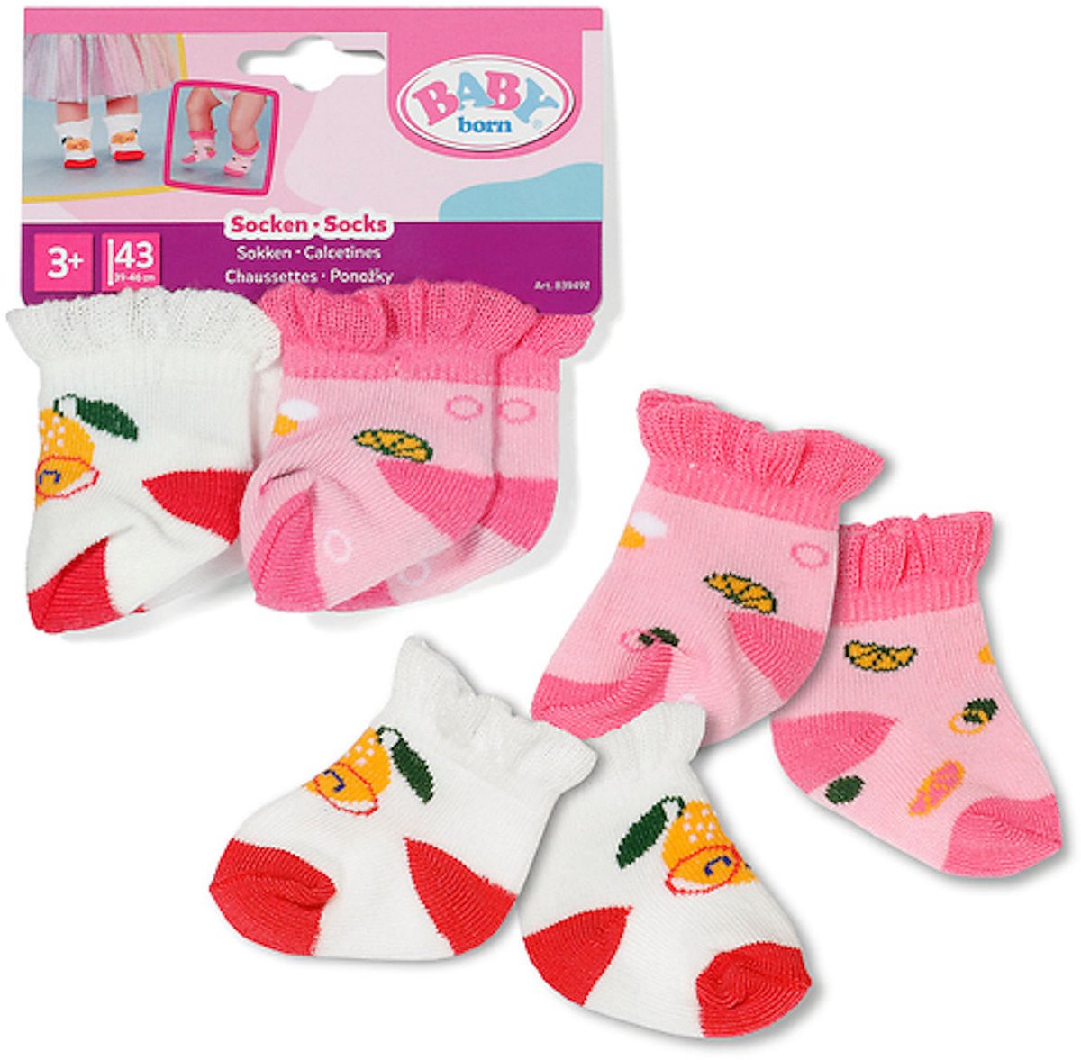 Ensemble de chaussettes Baby Born vêtements de poupée 2 paires 43 cm multicolore.