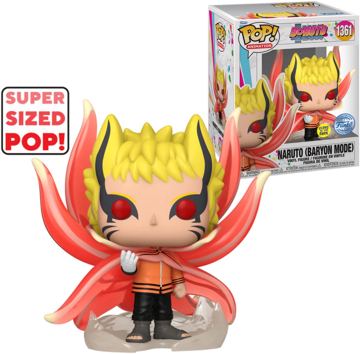Funko-pop ! Naruto (mode baryon) (lueur) 6 pouces - boruto : naruto nouvelle génération exclusive