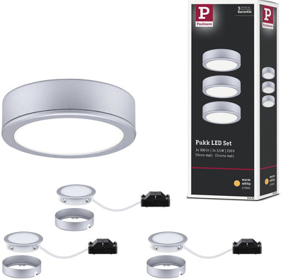 Paulmann éclairage sous meuble LED pukk 3x3,5w 65 mm 3x210lm 230v rond chrome mat