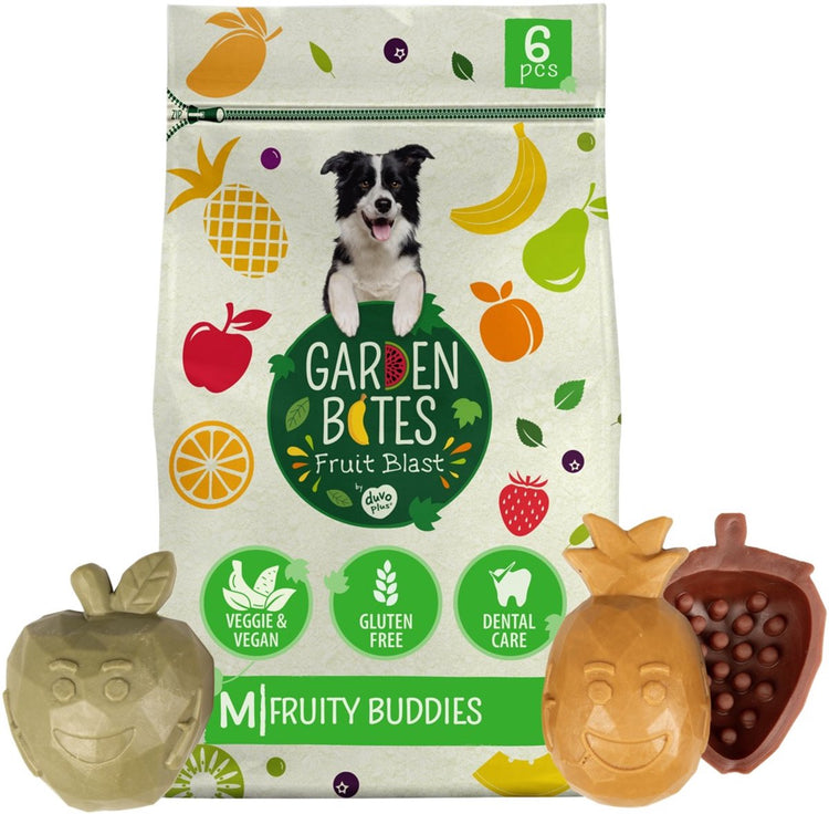 Garden Bites duvoplus - snacks pour chiens fruity buddies - friandises pour chiens - végétarien sans gluten - moyen 6pcs