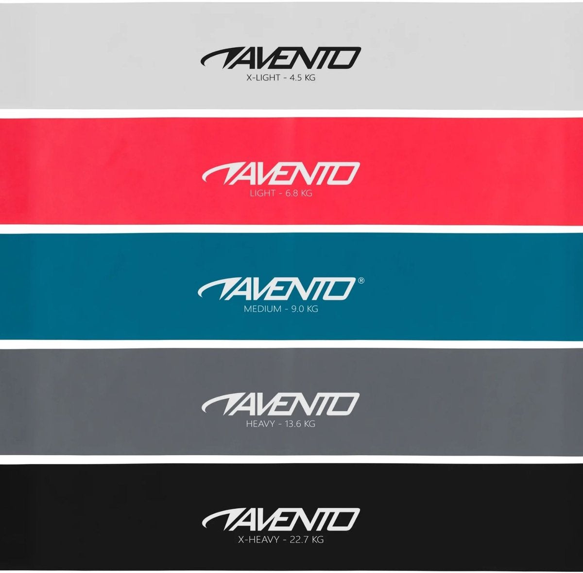 Avento fitness bandes de résistance set latex - 5 niveaux