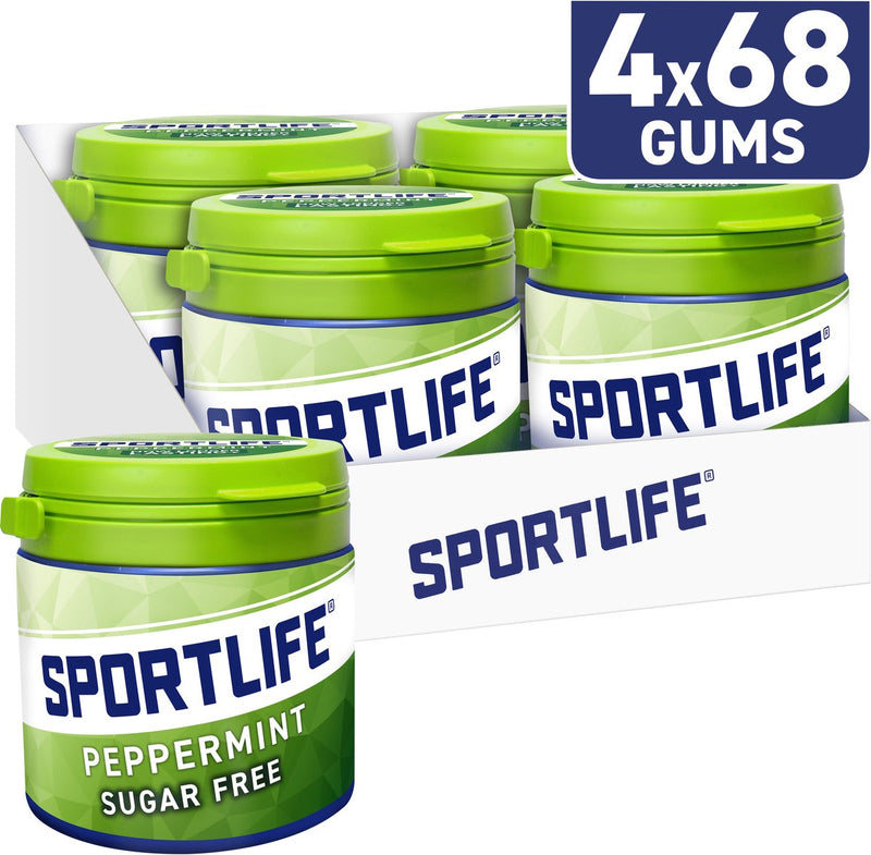 Pot de chewing-gum Sportlife à la menthe poivrée - chewing-gum frais sans sucre - 4x102g