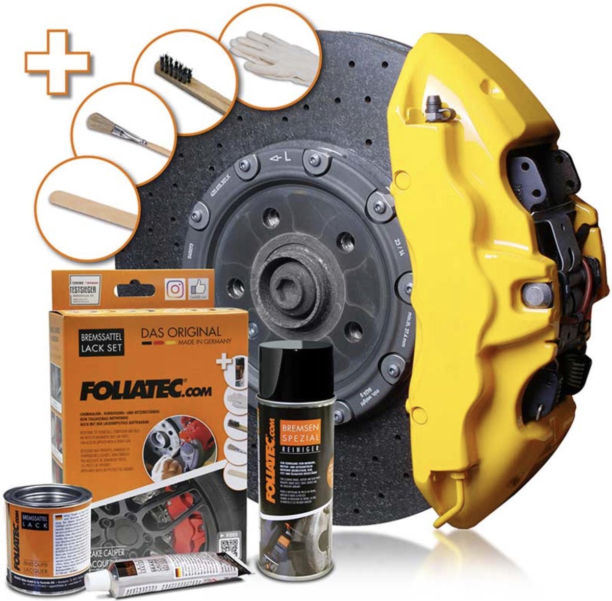 Kit de peinture pour étriers de frein Foliatec - jaune vitesse - 3 composants