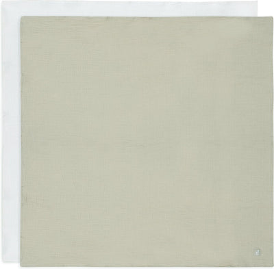 Jollein chiffon hydrophile petit - 70x70cm - vert olive ivoire - paquet de 4