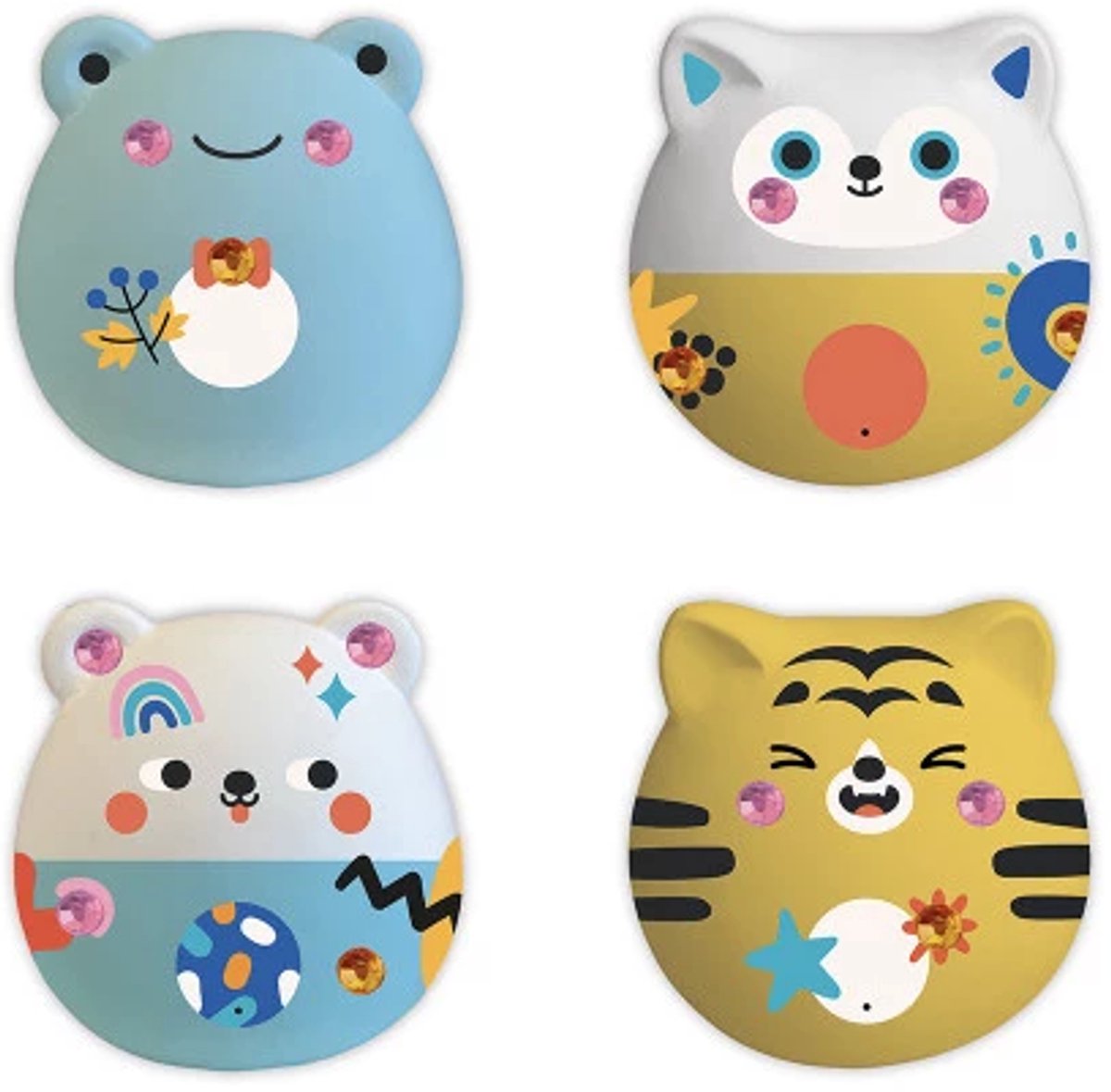 Janod - atelier - déco - 4 couleurs animaux en plâtre