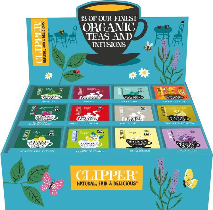Clipper tea clipper thé bio - boîte d'essai - boîte d'assortiment - 12 saveurs différentes - 12x15 sachets de thé - 180 sachets de thé