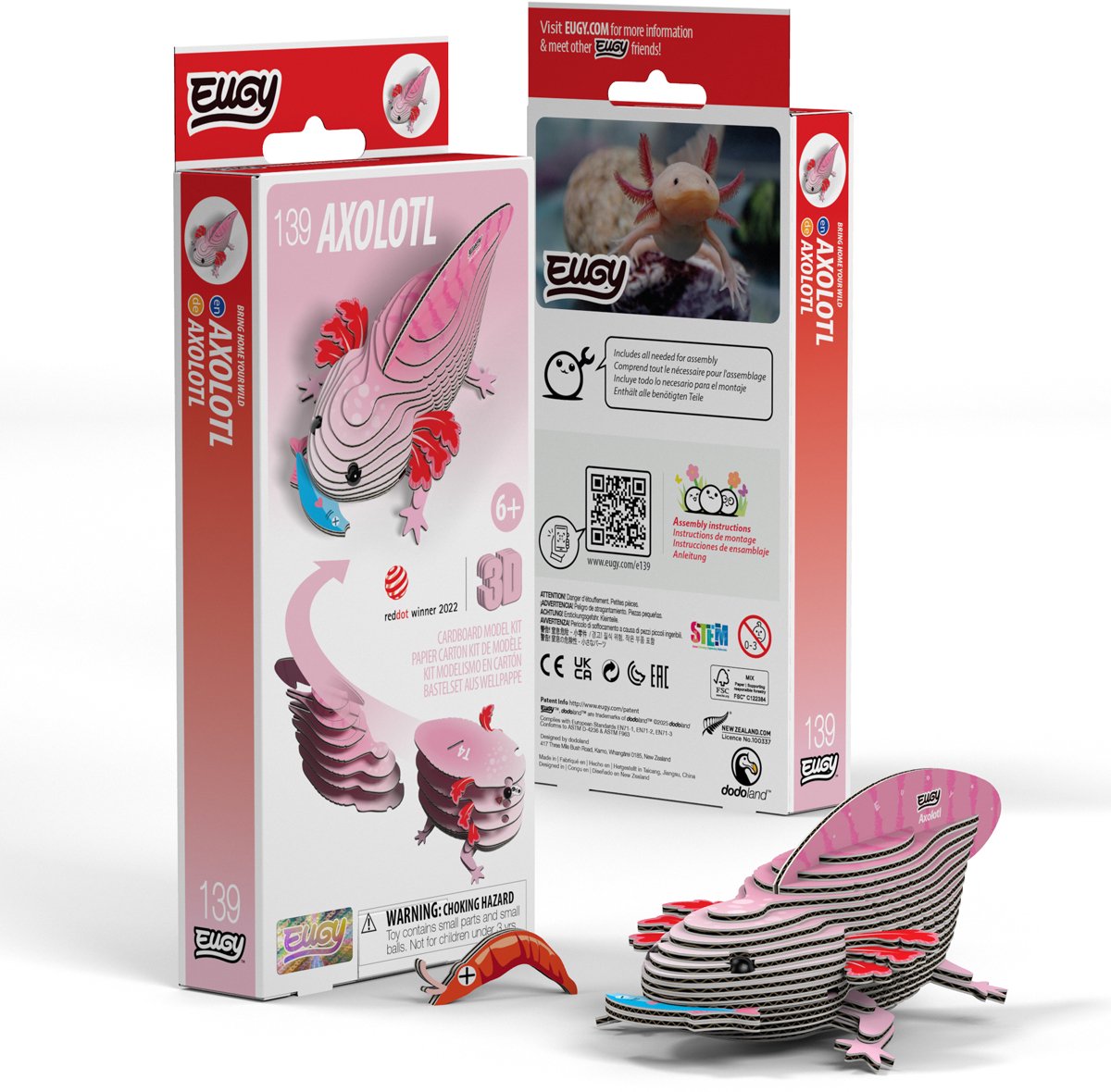 Puzzle 3D Eugy - axolotl - animaux marins - durable - collectionnez-les tous - 6 ans