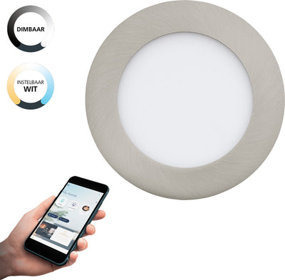 Lampe encastrable intelligente Eglo connect.z fueva-z - ø 12 cm - gris blanc - lumière blanche orientable - dimmable - zigbee