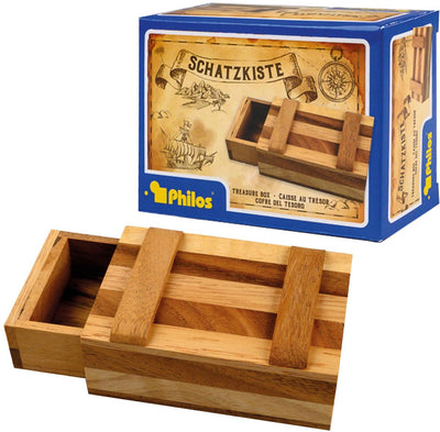 Philos puzzle coffre au trésor jeu d'adresse en bois pour enfants et adultes.