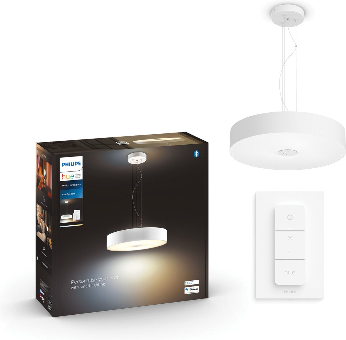 Lampe suspendue Philips Hue Fair - lumière blanche chaude à froide - blanc - 1 variateur