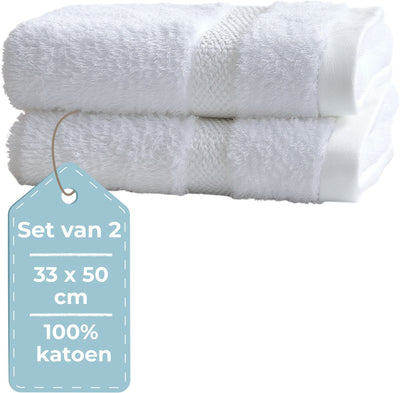 Faire taire. serviette d'invité Living Hush Living - lot de 2 - 33×50 cm - 100% coton - qualité lourde 500g m2 - bordure élégante et boucle de suspension - blanc