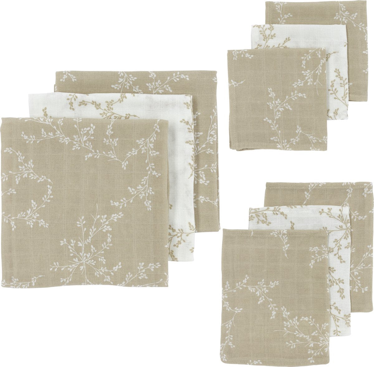 Meyco baby branches starter set - pack de 9 - hydrophile - sable