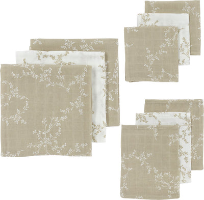 Meyco baby branches starter set - pack de 9 - hydrophile - sable