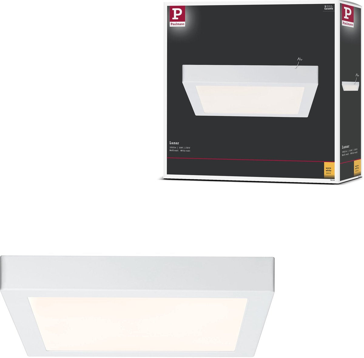Paulmann panneau LED lunaire angulaire 300x300 mm 16w 1300lm 3000k blanc