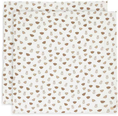 Jollein x Miffy - tissu hydrophile grand 115x115cm - emmaillotage - coton doux - 2 pièces - miffy et ses amis