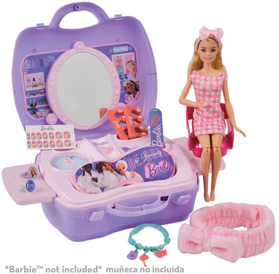 Barbie glamour beauty case - coffret de jeu avec centre de bien-être - valise avec 20 pièces