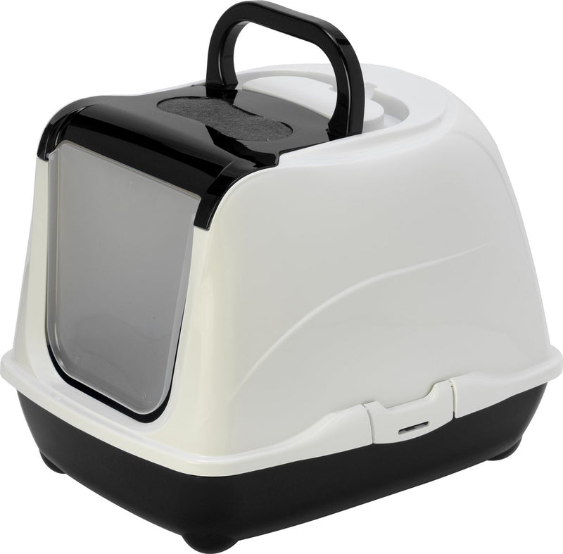 Toilettes pour chat Flamingo Loki - noir - 38 x 50 x 37 cm - bac à litière fermé avec filtre anti-odeurs - élégant, durable et facile à nettoyer