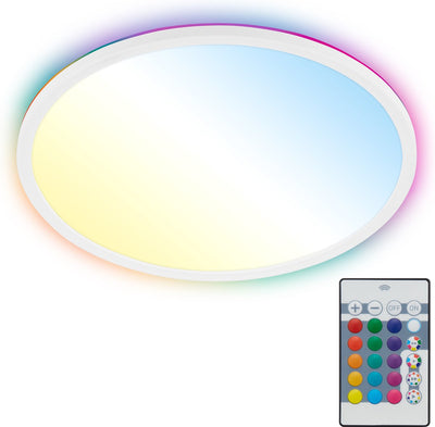 B.K.licht - Plafonnier LED - avec RGBIC - rétroéclairage - avec télécommande - CCT - dimmable - 42x3 cm - blanc