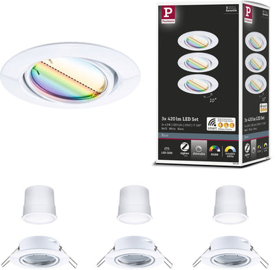 Paulmann Lampe encastrable LED Smart Home Zigbee 3.0 base coin base set orientable rond 90 mm 20° coin 3x4,9W 3x420lm 230V dimmable RGBW+ blanc