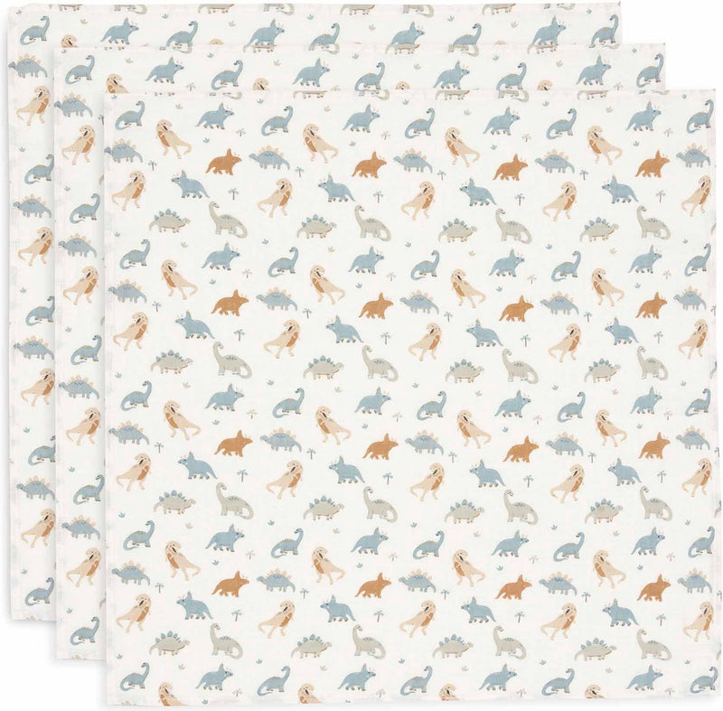 Jollein - tissu hydrophile petit 70x70cm - torchons - coton doux - 3 pièces - rugissant