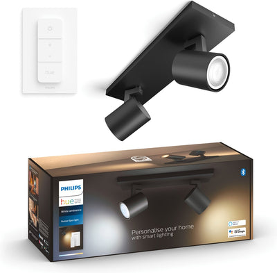 Spot en saillie Philips Hue Runner - lumière blanc chaud à froid - 2 spots - noir - 1 variateur