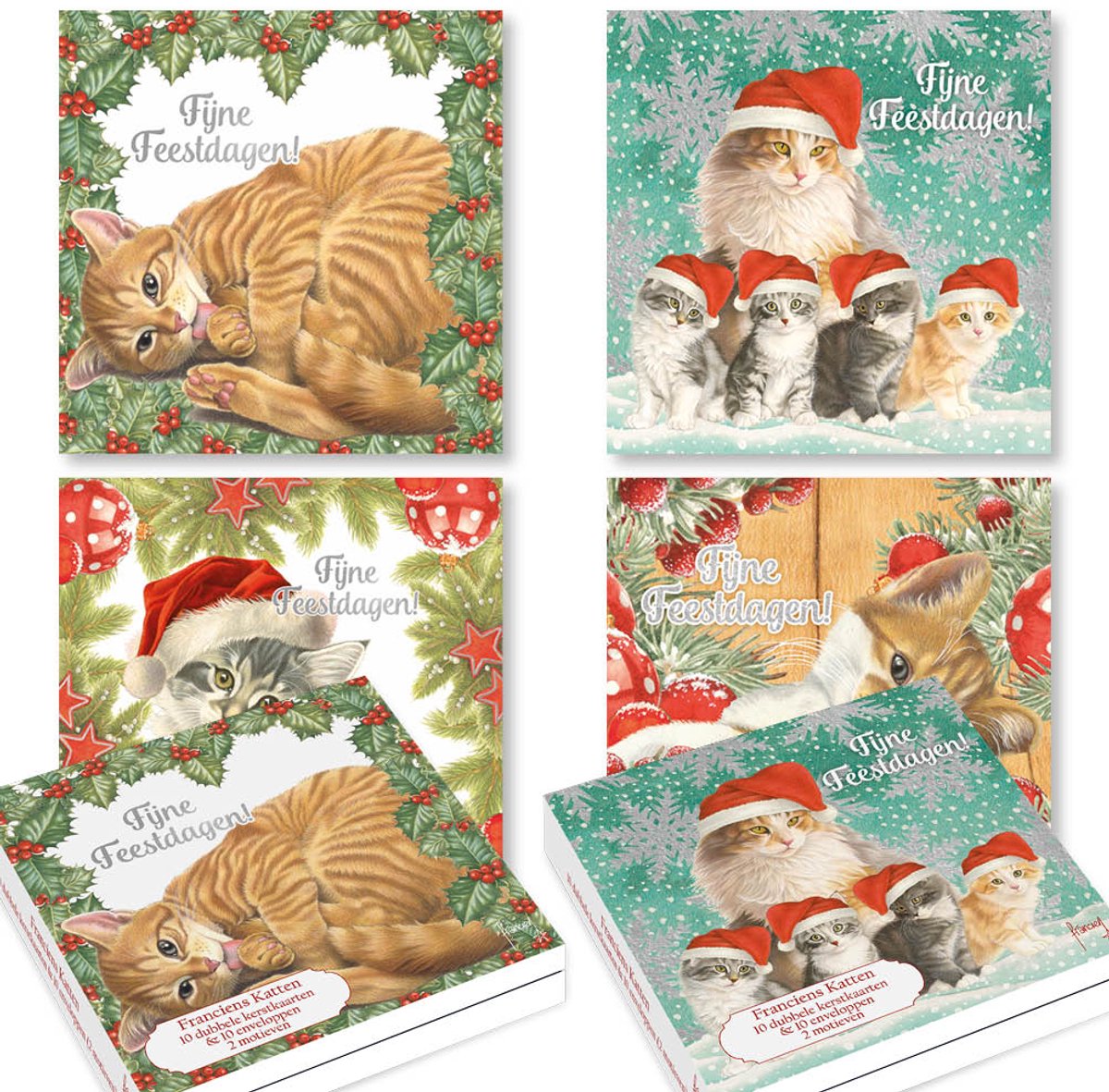 Cartes de Noël chats Franciens - set 1