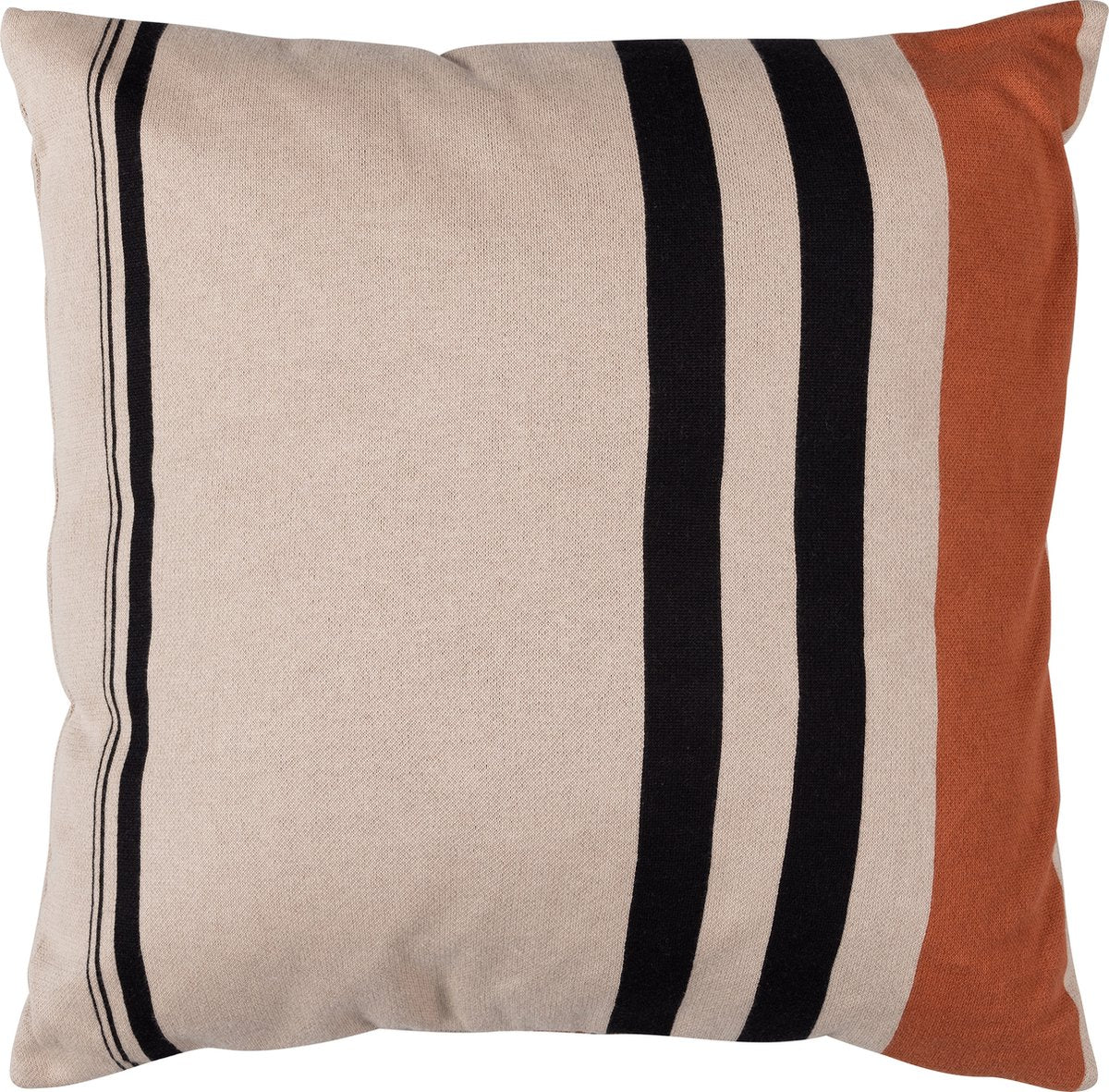 Coussin Woood hani - coton - kaki noir - 45x45x10