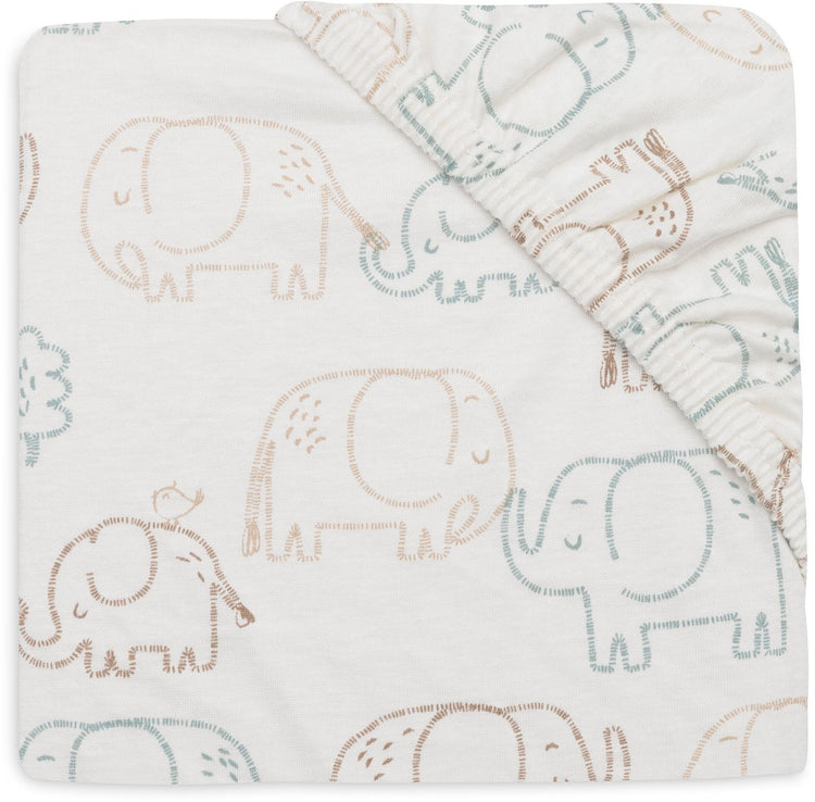 Drap housse Jollein pour lit - 70 75x140 150cm - jersey - contes d'éléphants