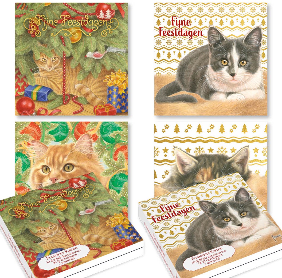 Cartes de Noël chats Franciens - set 3
