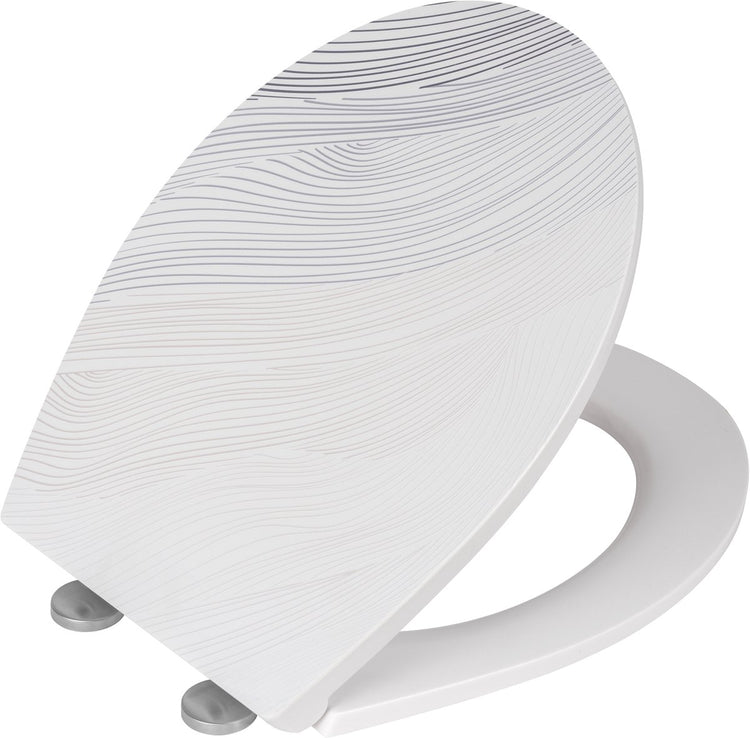 Abattant WC Wenko Menin avec impression structurée - duroplastique antibactérien - fermeture soft-close easy-close - fixation fix-clip en acier inoxydable - décor abattant WC avec structure - abattant WC avec impression