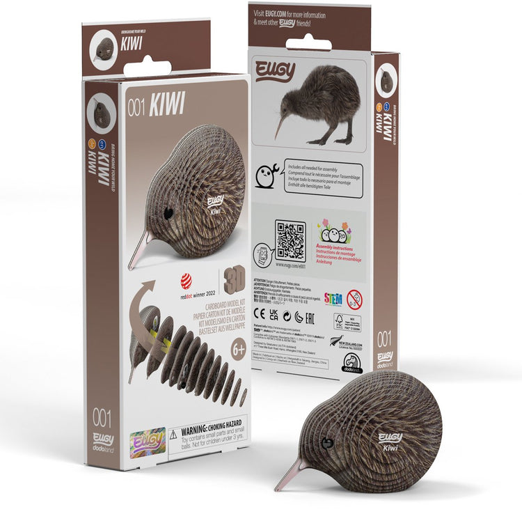Puzzle 3D Eugy - marron kiwi - oiseaux - durable - collectionnez-les tous - 6 ans