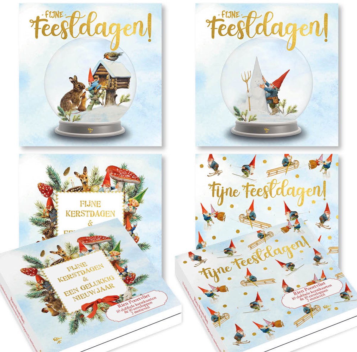 Cartes de Noël gnome Rien Poortvliet - set 3