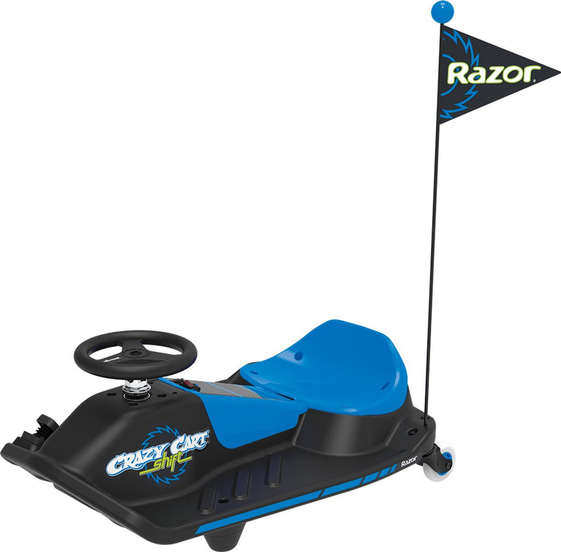 Razor crazy cart shift - kart à pédales - bleu noir - dérive électrique - batterie lithium - rotation 360° - pour enfants - jusqu'à 54 kg - à partir de 6 ans