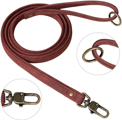 Peluvio Regent - Laisse pour chien en cuir - Taille L - 2,5 cm de large - 1,7 m de long - pour grands et très grands chiens - Cuir de vachette - Détails en cuivre - Fermoir de sécurité - Laisse pour chien marron