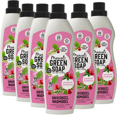 Lessive universelle savon vert Marcel's - patchouli canneberge - 6 x 1l - 138 lavages