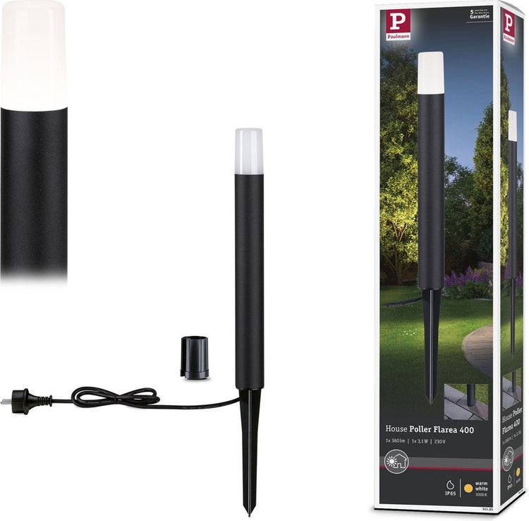 Paulmann Borne LED Flarea ip65 400mm 3000k 3,1w 280lm 230v aluminium noir