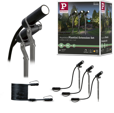 Paulmann plug briller spots de jardin LED Plantini kit d'extension IP65 3000K 3x2W anthracite
