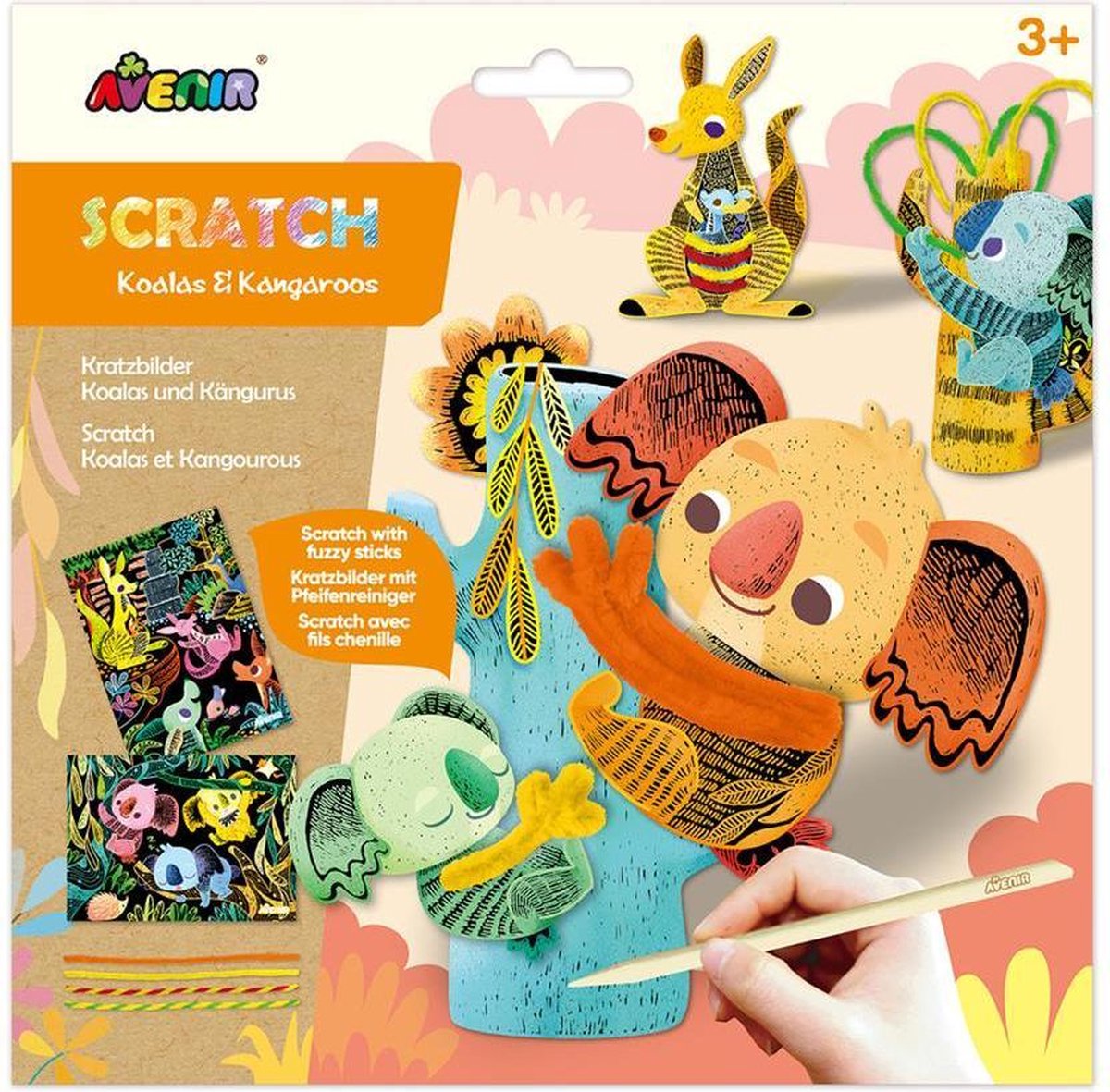 Avenir scratch et bricolage - koalas et kangourous - avec des cure-pipes - jeu créatif - 3+