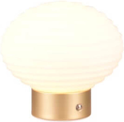 Rl live your light reality earl - lampe de table - laiton mat - incl. 1x smd 2w - fonction tactile - rechargeable - sans fil - verre blanc
