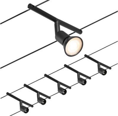 Éclairage sur câble au sel Paulmann - set de base - 5x10w | gu5.3 | 230 12v - noir mat