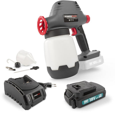 Powerplus - économique - powebpss1 - 18 v - moteur à induction - pistolet à peinture - 18v 1000ml - incl. batterie 18v 1,5ah et chargeur