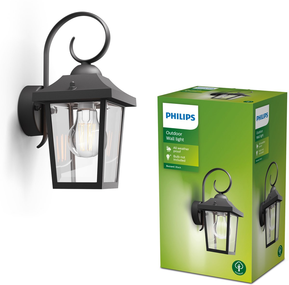 Philips LED Applique d'extérieur Philips Buzzard - noire