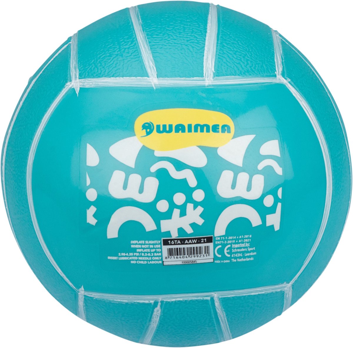 Ballon de plage Waimea PVC - 21 cm - aqua - 21