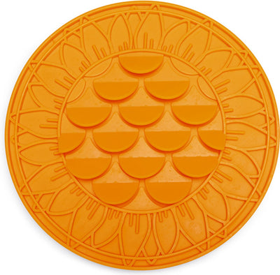 Beeztees tapis à lécher tournesol - tapis à lécher chien - silicone - orange - 30x30x1 cm