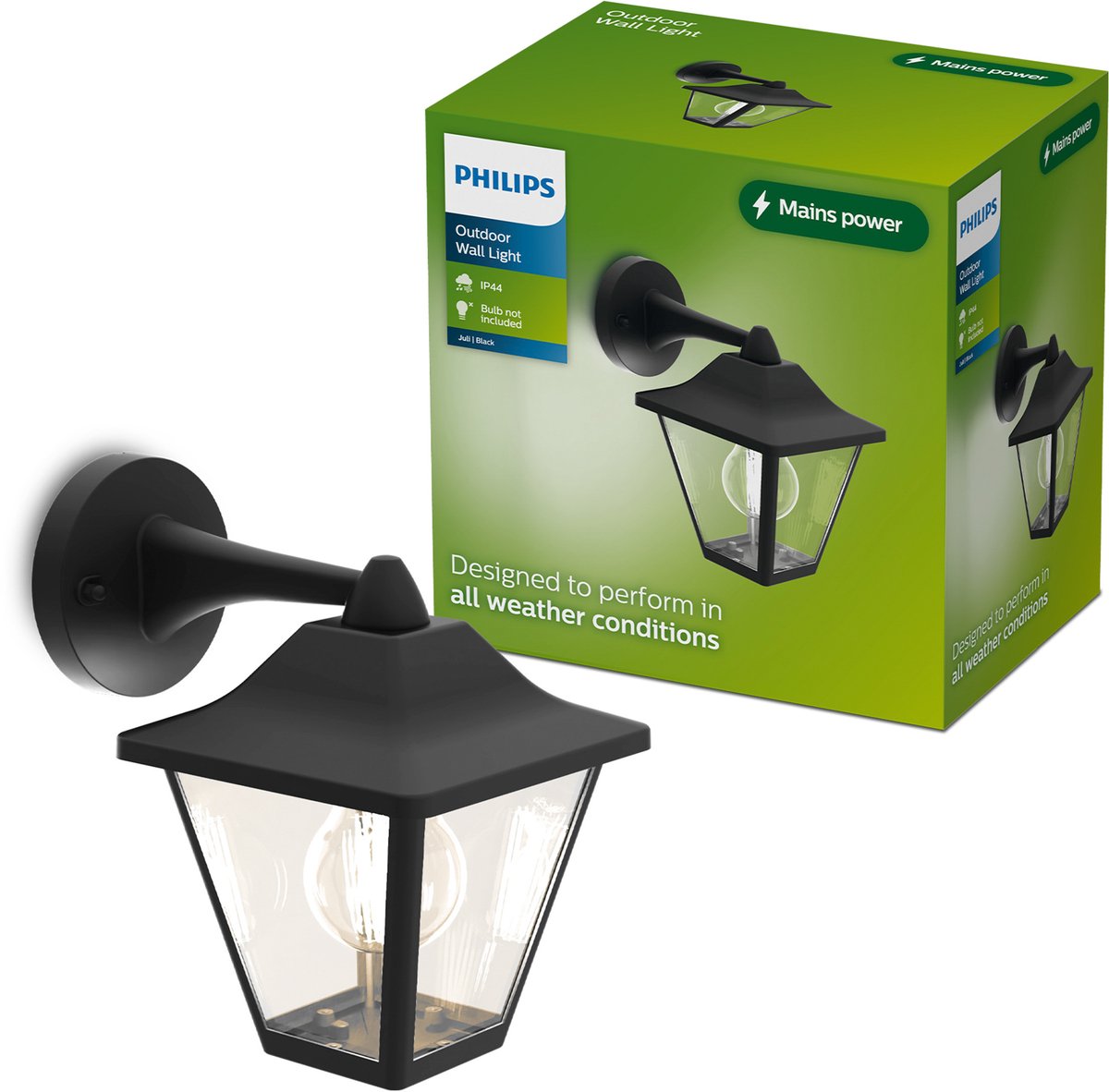 Philips LED Applique Philips July - éclairage extérieur - culot E27 - résistant aux intempéries : IP44 - noir - design classique